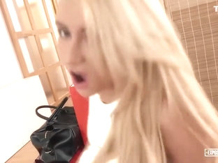 Blonde Gets Pounded On A Red Casting Couch