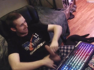 Gay stud jerks huge uncut cock for live webcam audience