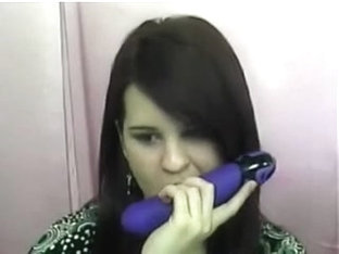 Watch my girlfriend practicing the blow job with sex tool
