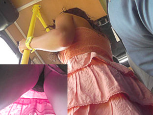 Chick Shows Up Skirt Beauties Right In The Bus