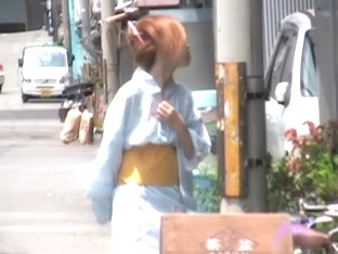 Redhead In Traditional Clothes Got Boob Sharked On A Street