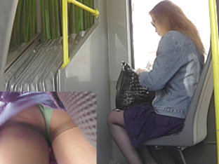 Brunette MILF was met in the bus and upskirted