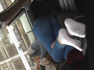 Girl in Bus feet ass German