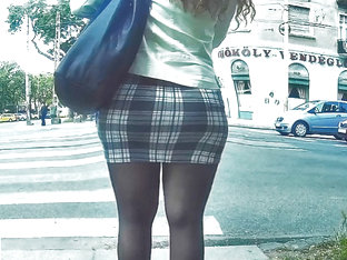 pantyhose legs in tight miniskirt