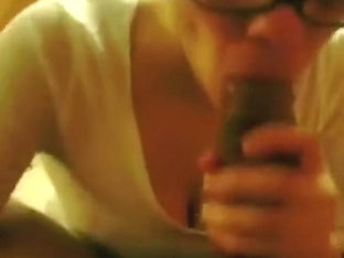 Nerdy White Girl With Glasses Sucks Her Black Bf's Cock And Swallows