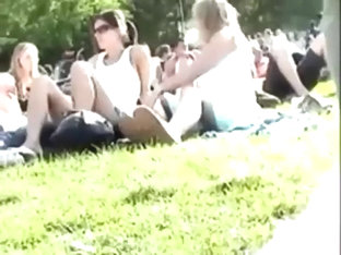 Neatly Trimmed Pussy Caught In The Park