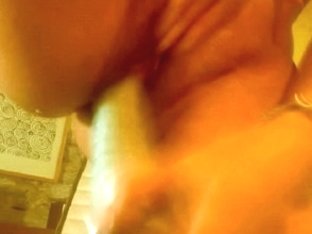 Playing with my big ribbed dildo