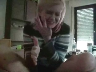 Blond German Girl Giving Handjob