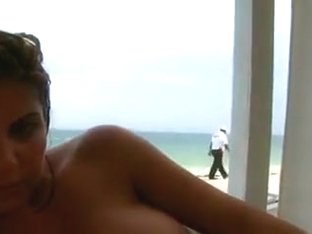 Large zeppelins intimate cabana oral stimulation at the beach