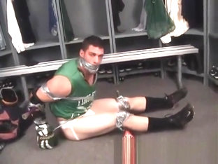 SUG Lacrosse player tape bound and gagged