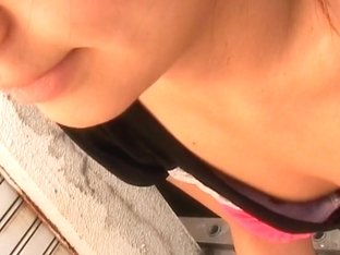 Petite Japanese Down Blouse Nipples Showing On The Street