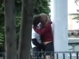 Voyeur Tapes A Girl Couple Making-out In Public, While Masturbating Eachother.