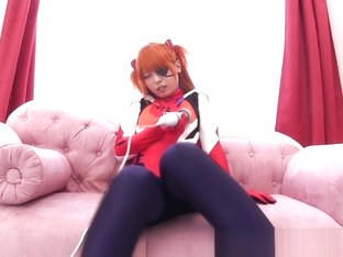 Japanese Cosplay Ginger Babe Tugging Cock