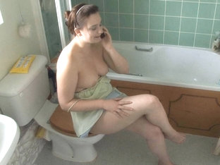 Talking On The Phone In Genuine Topless Down Blouse Style