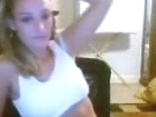 A Appealing Golden-haired Beauty Is Fooling Around On Web Camera Showing Her Bumpers And Cunt