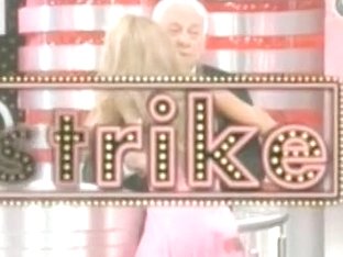 Busty Blonde Bimbo Shows Her Upskirt Panties In Tv Show