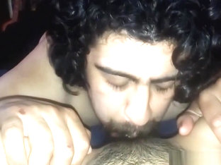 Bearded guy munching the hairy pussy of his exgf