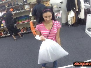 Brunette cutie got banged in the pawnshop to earn extra cash