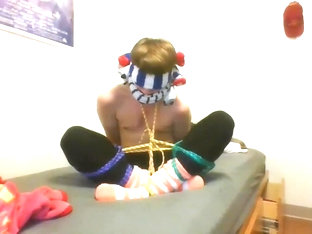 Cross Tied Thick Fuzzy Socks Vibrator Sweaty Sock Gag