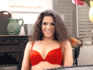 Victoria Voxxx Is Wearing A Red Bra While Kneeling In Front Of Her Lover And Deepthroating