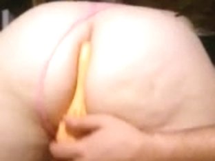 Fat wife gets a dildo and a dick in her ass