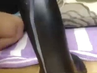 Riding On A Huge Black Fake Dick