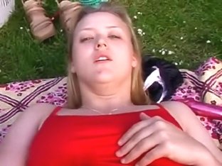 Blond Anja has a biggest vibrator