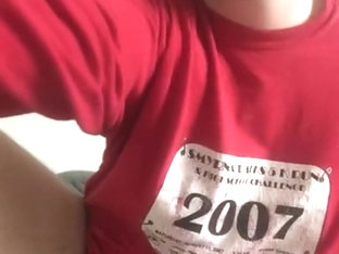 Ftm transboy uses big dildo and cums