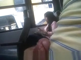 Guy plays with cock in bus