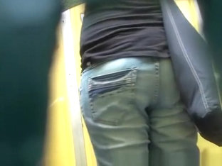 Woman Pulls Jeans Pants And Pees