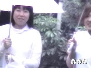 Two sexy nurses having sharking experience during very rainy day