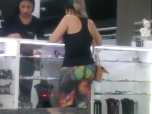 Woman In Colorful Spandex Pants