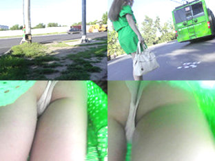 Hot Upskirt Porn With Auburn-hair Gal In A Public Place