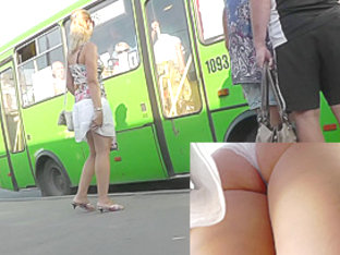 Pretty young girl in the new upskirt public scene