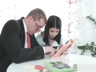 Innocent college girl is teased and nailed by her elder teacher