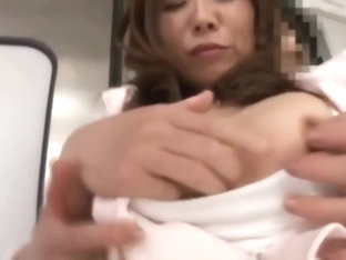 Japanese Milf in Pantyhose Fucked in Train Creampie