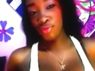 Gorgeous Ebony chick flashing her big boobs on camera