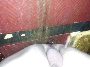 Bare back fuck at glory hole with cum eating