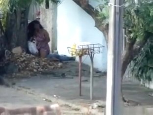 Voyeur Tapes A Horny Latin Couple Having Sex On The Pavement