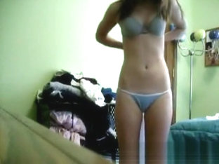 Striptease time for small boobs teen