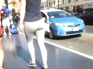 Nice ass in gray see through leggings