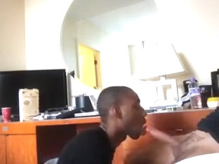 Black Twink loves sucking Big White Cocks