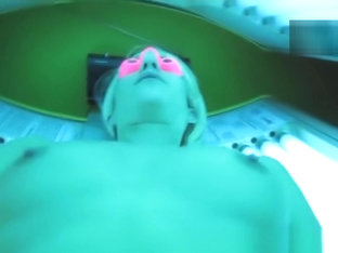 Blonde amateur masturbating at tanning salon