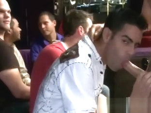 Horny guys tasting cock in public