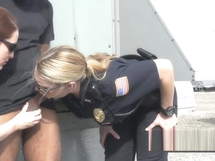 Rooftop Gets Very Steamy When MILF Cops Take Suspect To Bang Their Cunts