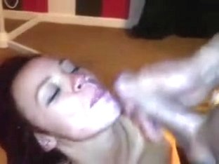 Lustful Redhead Cutie Gets Sperm In Face Hole From 2 Knobs