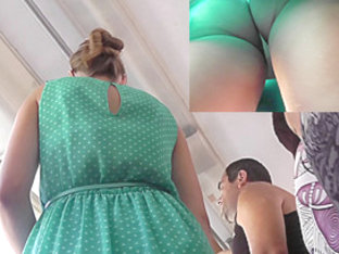 Bubble butt in the upskirt video makes dicks harder