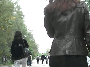 A Hottie In Black Dominates This Street Upskirt Video