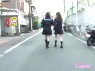 Street sharking video featuring two Japanese schoolgirls