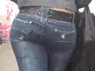Nice Big Ass In Butt Tight Blue Jeans